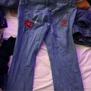 Stylish Blue Jeans with Unique Patches